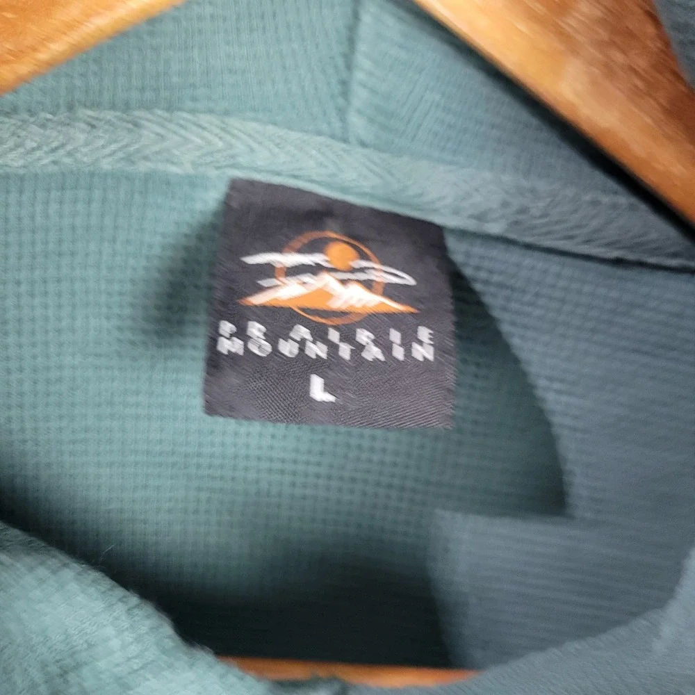 Prairie Mountain Screening Topography Hoodie Mens Large Dusty Teal Juneau Alaska - Picture 4 of 7